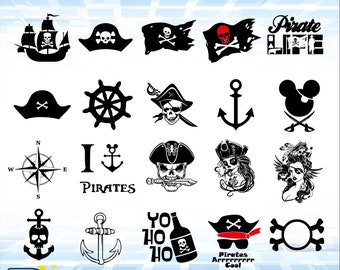 Pirates SVG | Lot de pirates SVG | Fichiers de coupe de pirates | Silhouette de pirate| Pirate carte Svg | Crâne Svg | Os croisés Svg | Clipart de pirates | Bateau Svg