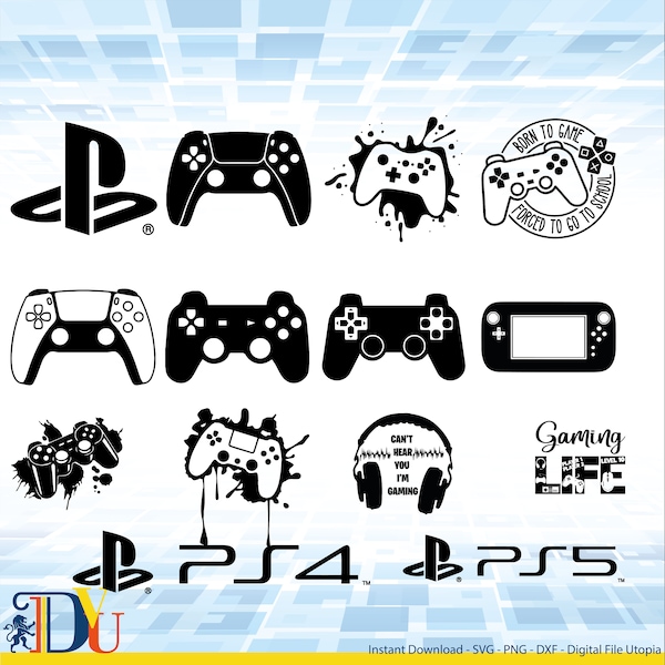 Gaming SVG bundel, gaming SVG, spelhulpmiddelen SVG, PS5 SVG, PlayStation SVG, gaming leven, gaming tijd, gamer jongen, gaming meisje, silhoeutte, cricut