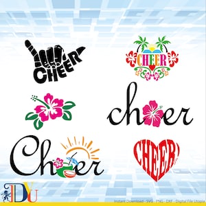 Cheer SVG, Cheer Png, Hawaii SVG, Hibiscus SVG, Aloha Summer, Aloha Beaches, Summer, Tropical, Beach SVG, Cheer hibiscus Flower, fichier coupé