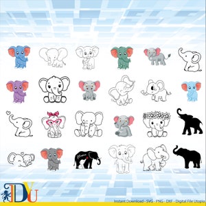 赤ちゃんゾウのSVG| かわいいゾウ| 男の子の赤ちゃん| 女の子の赤ちゃんのカットファイル| ゾウのベビーシャワー| ベビーシャツ| ボディスーツ| かわいい動物のシルエットクリカット