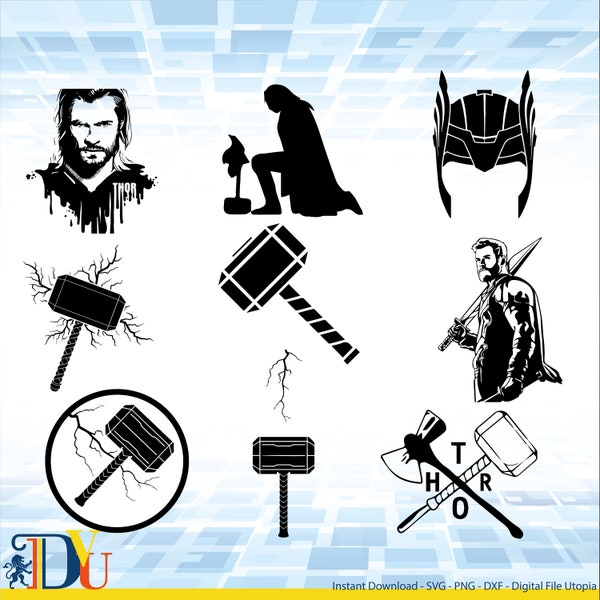 Thor SVG Bundle, Ragnarok, Cut File For Cricut, Digital Download, Instant Download, Printable Vector Files, Avengers, Silhouette