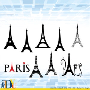 Tour Eiffel SVG, SVG Paris, Landmark SVG, Svg de voyage, Clipart Tour Eiffel, pochoir, fichier de coupe, Tour Eiffel Cricut, Silhouette, vecteur, Png