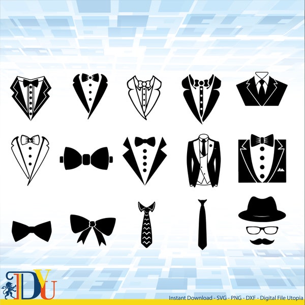Tuxedo SVG, Image for Use, Suit Tie Outfit Wedding Groom - svg, png, jpg, eps, dxf, studio.3 Cut files for Cricut and Silhouette, Clipart.