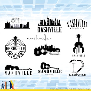 Bundele in formato SVG di Nashville, vettore di Nashville, Nashville la città della musica, città della chitarra in formato SVG, Nashville Tennesse, Tennesse in formato SVG, file di taglio, sagoma