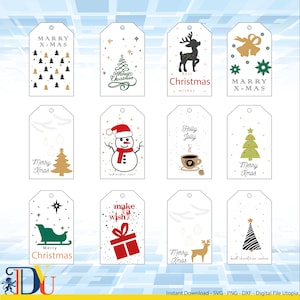 Kerstcadeau Tags SVG bundel, Kerstcadeau tag SVG, gesneden bestand, laser gesneden bestand, Gift Tags, afdrukbare Gift Tags, trouwen Kerstmis, Holly Jolly