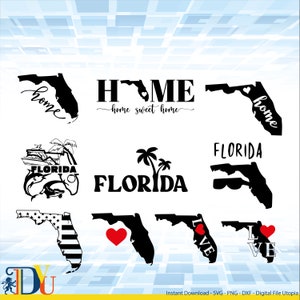 Florida State SVG Bundle, Florida SVG, Florida Home SVG, Florida Umriss SVG, Florida Clipart, Urlaub SVG, patriotisch, SVG geschnitten Dateien