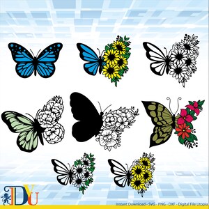 Sonnenblume Schmetterling svg, Sonnenblume svg, Schmetterling svg, Sonnenblume Schmetterling für Cricut, Sonnenblume mit Schmetterling geschnitten Datei Clipart svg png