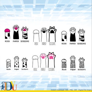 Rock Paper Scissors PNG, Pet SVG, Animal PNG, Cat Paw Svg, Cat Lovers cadeau Animal Paw svg, Dad Cat Mom Cat, Digitale bestanden png, School Svg