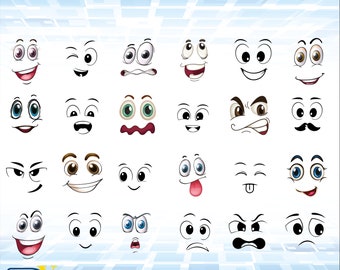 Faces gestures mimic SVG PNG clipart bundle cricut silhouette cutting files T-shirt printing Christmas Cut files for Cricut