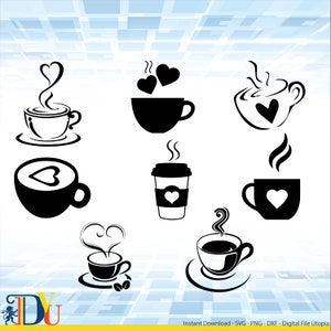 Taza de café SVG, café svg, paquete de café svg, taza de café svg, taza de café clipart, granos de café svg, café cricut, vector, silueta de café