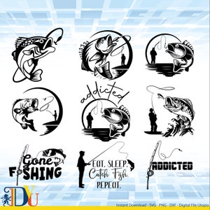 Pêcheur attrapant du poisson svg, accro à la pêche, allé à la pêche svg, Svg pêche, fichier coupé, Cricut, Clipart, pêche drôle, téléchargement immédiat