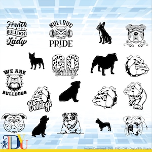 Bulldog SVG bundel, Bulldog SVG, Bulldog hoofd svg, Bullldog gezicht svg, Bulldog clipart, Bulldog SVG-bestanden voor cricut, Bulldog silhouet