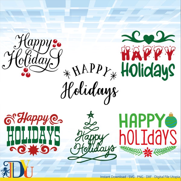 happy holidays svg bundle, happy holidays dxf,Christmas Sign Cut File, cricut,