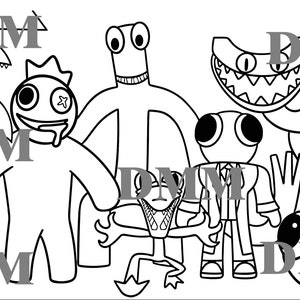 Green Standing Rainbow Friends Roblox Coloring Page for Kids