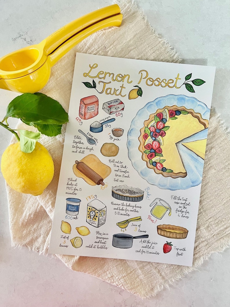 Lemon Posset Tart Recipe Illustration A4 image 1