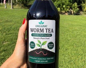 32floz Organiczny płynny nawóz z herbaty dla robaków – Mikrobiologiczny | Wzmacniacz roślin dla szybkiego wzrostu i mocnych korzeni – Płyn na odchody robaków | Odchody robaków