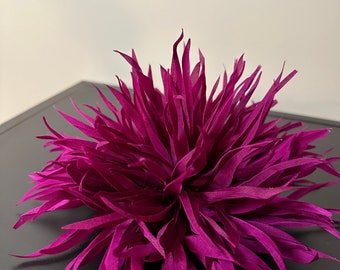 Large Silk flower brooch. Flower pin. Dark pink color. Packed as a gift
