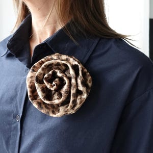 Leopard print flower brooch. Flower pin. Packed as a gift