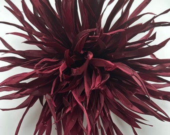 Large Silk flower brooch. Flower pin. Maroon color. Packed as a gift