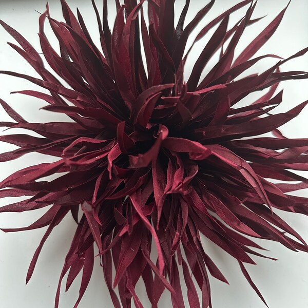 Large Silk flower brooch. Flower pin. Maroon color. Packed as a gift