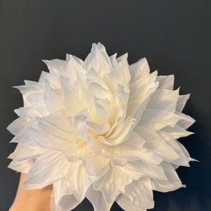 Large Silk flower brooch. Flower pin. White color flower brooch. Packed as a gift image 6