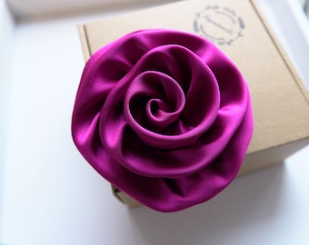 Silk Rose Brooch: Powder Pink Corsage, Floral Pin (4 inch)