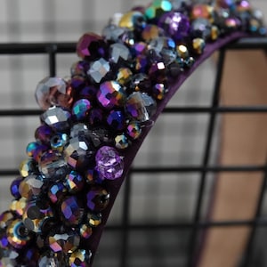 Beaded headband, Jeweled Headband, Gem Headband, Hair accessories, Crystal Hair Band - dark purple