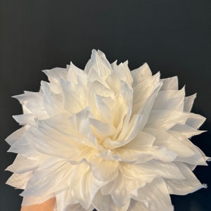 Large Silk flower brooch. Flower pin. White color flower brooch. Packed as a gift image 4