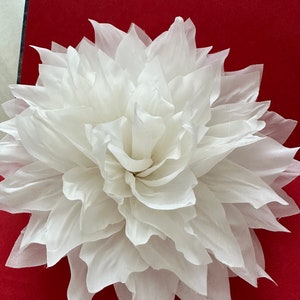 Large Silk flower brooch. Flower pin. White color flower brooch. Packed as a gift image 2