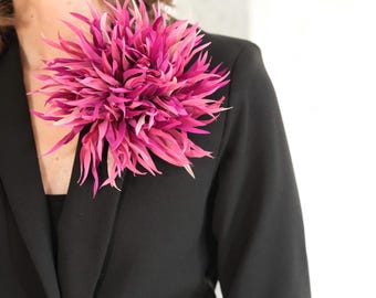Extra Large Silk flower brooch. Flower pin. Pink color. Packed as a gift
