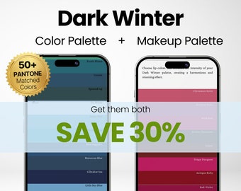 DARK WINTER Color Palette + Makeup Palette + Metals |  Digital Paper | Seasonal Palette Swatch | Color Analysis