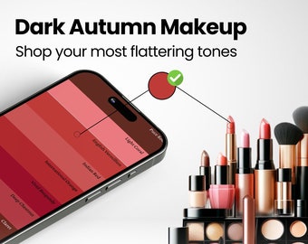 Palette de maquillage d'automne foncé pour le shopping + conseils | PDF facile à utiliser | Palette de couleurs de maquillage de saison | Analyse des couleurs
