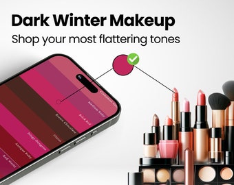 Palette de maquillage d'hiver sombre pour le shopping + conseils | PDF facile à utiliser | Palette de couleurs de maquillage de saison | Analyse des couleurs