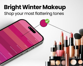 Palette de maquillage d'hiver lumineuse pour le shopping + conseils | PDF facile à utiliser | Palette de couleurs de maquillage de saison | Analyse des couleurs