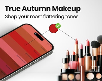 Véritable palette de maquillage d'automne pour le shopping + conseils | PDF facile à utiliser | Palette de couleurs de maquillage de saison | Analyse des couleurs