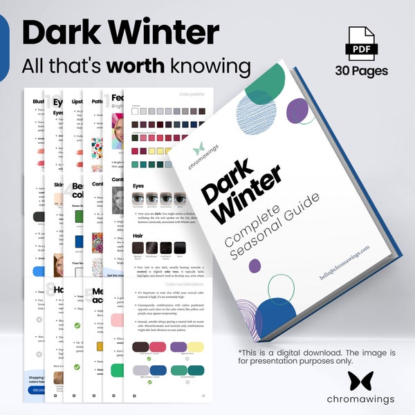 Dark Winter Complete Guide | All that's worth knowing | PDF Digital Download | Color Analysis Kit | Color Palette