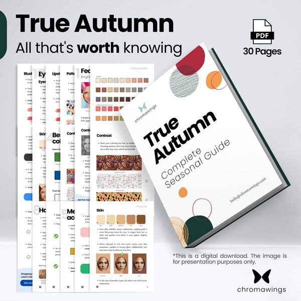 True Autumn Complete Guide | All that's worth knowing | PDF Digital Download | Color Analysis Kit | Color Palette