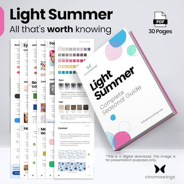 Light Summer Complete Guide | All that's worth knowing | PDF Digital Download | Color Analysis Kit | Color Palette