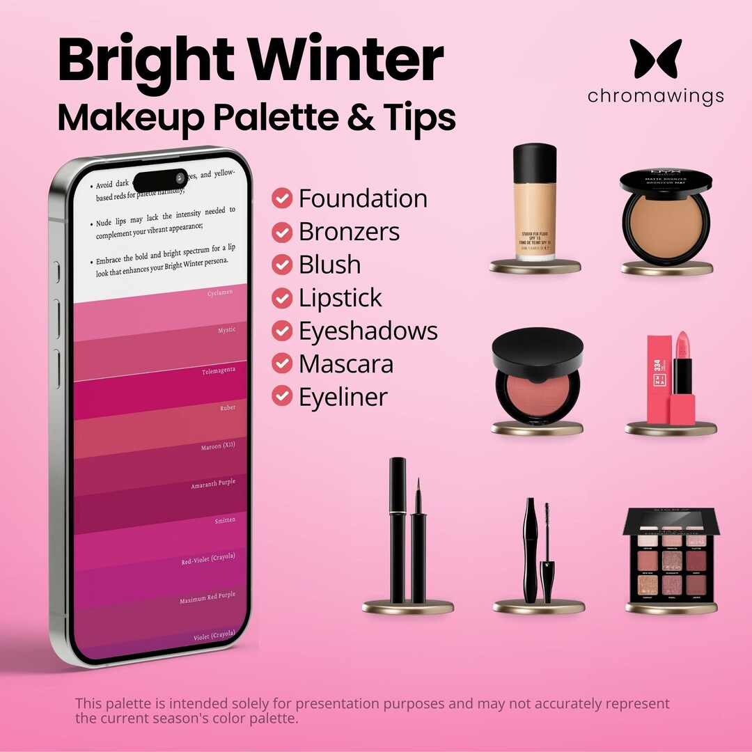 Bright Winter Makeup Color Palette With Tips on How to Use It for Each ...