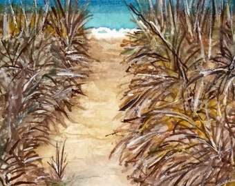 Path to the beach Watercolor Painting