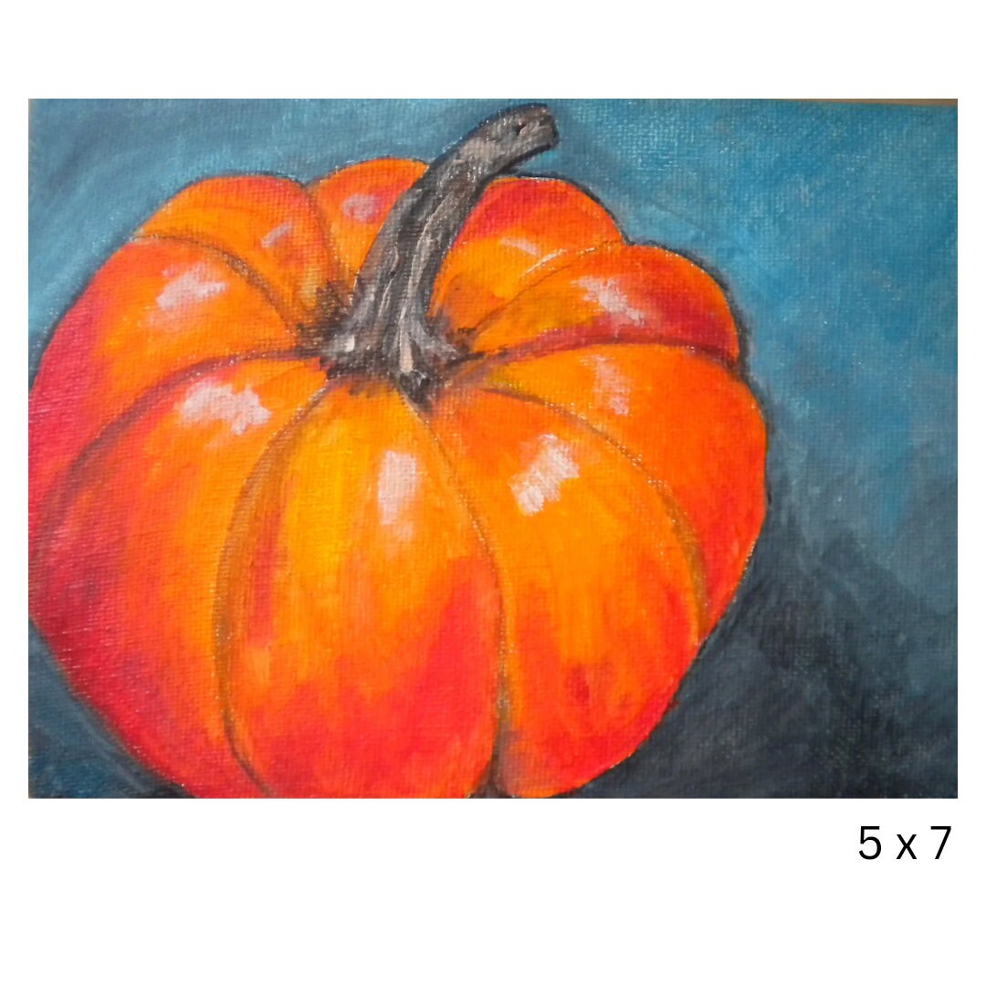 Vibrant Pumpkin Acrylic Painting Etsy