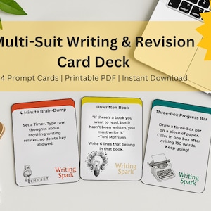 Writing Spark Printable Prompt Card Deck – 54 Digital Writing Prompts for Writers & Creatives | Digital PDF Card Set -Instant Download