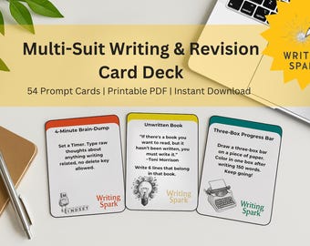 Juego de tarjetas con sugerencias para escribir – 54 sugerencias imprimibles, escritura creativa (PDF digital)