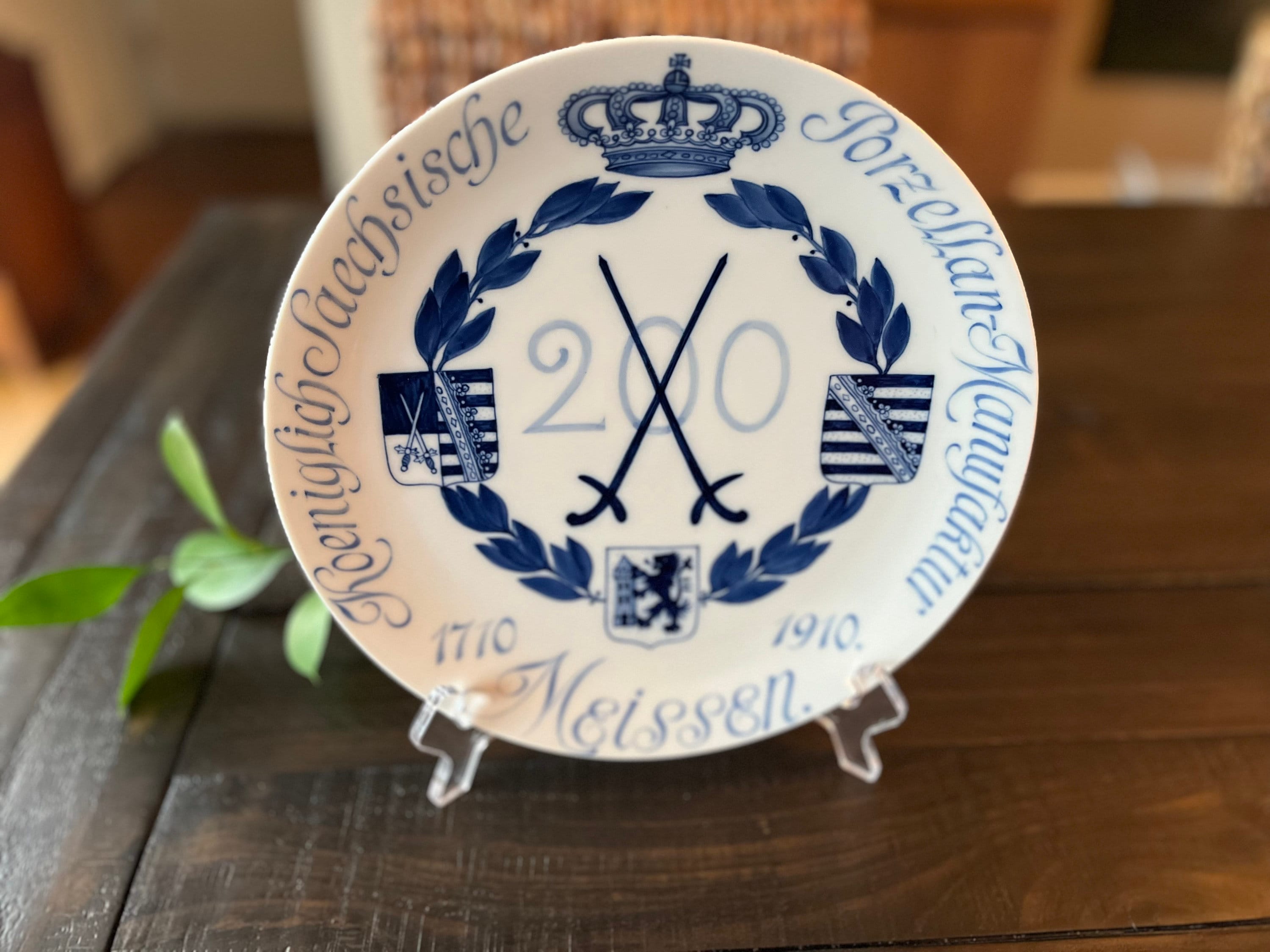 Antique 1910 Meissen Porcelain 200 Year Commemorative Plate
