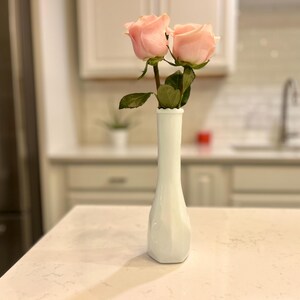 MCM White Milk Glass bud Vase, Mid-Century. Geometric pattern, 1960’s. Vintage vase