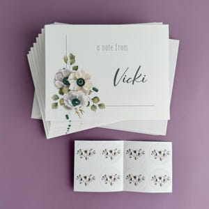 SET: Süße Anemonen Blumen Name Grußkarten mit selbstklebenden Umschlägen | pastell geblümte Bibel Vers Notizkarte | religiöses Glaubensgeschenk