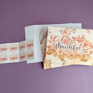 Conjunto de cartões de agradecimento com envelope | cartão de notas com versículos bíblicos florais em tons pastel | Escritura cristã, encorajamento religioso e religioso