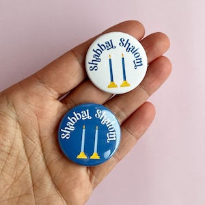 Shabbat Shalom candles messianic pinback button set | Jewish Sabbath religious faith gift set pin badge