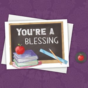 Teacher Blessing thank you note card with envelope | Bible verse notecard | Christian Scripture Word religious faith | end of school gift