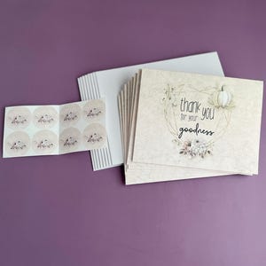 Conjunto de cartões de agradecimento com envelope | cartão de nota com versos bíblicos florais de outono rosa | Escritura cristã, encorajamento religioso e religioso